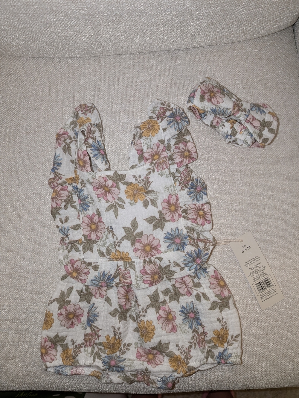 Chickpea Organic Floral Baby Romper with Headband